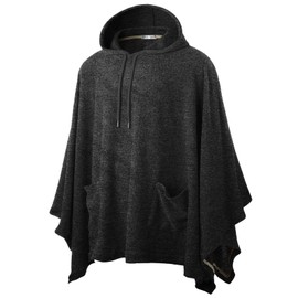 Ohoo Men's Hooded Poncho Cape Cloak Fashion Hoodie Pullover with Pockets / DCF702-CHARCOAL-2XL