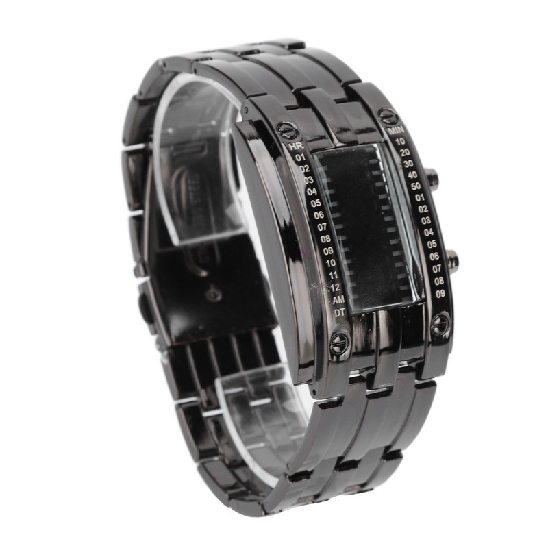 LED Watch Unique Binary Time Mode Display Convex Arc Structure