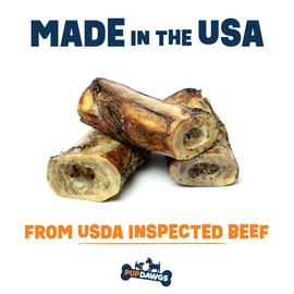PUPDAWGS Marrow Bones for Dogs Made in The USA | Hickory Smoked Single Ingredient Medium Beef Shank Real Bones for Dogs (3 Piece Pack)