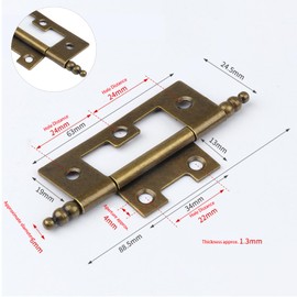 Leliafleury 4Pcs Flush Door Hinges 2 Inch Cabinet Mute Hinges Butt Hinges for Window Cabinets Closet Drawer Boxes, Bronze