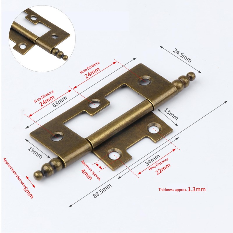 Leliafleury 4Pcs Flush Door Hinges 2 Inch Cabinet Mute Hinges