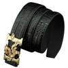 ALAKA mens Dragon Buckle Alligator Pattern Leather Belt, Black, Length