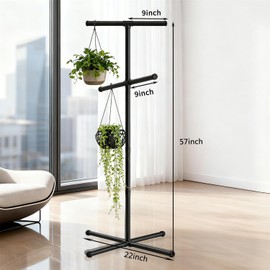 Sinsloto Hanging Plant Stand,Plant Hanger Indoor,Corner Plant Stand,Black Metal Hanging Plant Holder for Bedroom,Living Room,Garden,Balcony