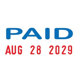 Trodat Printy Self-Inking Pocket Date Stamp"Paid", English, Format: DEC 14 2030. Blue/Red Ink Cartridge. Up to 65% Recycled Plastic 76754 (90)