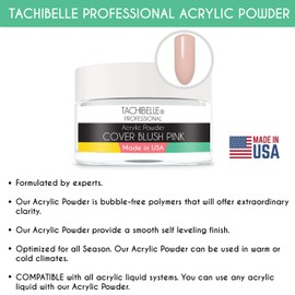 Tachibelle Professional Acrylic Nail System Acrylic Powder, 2 oz. Made in USA. Used in Professional Salons. (Cover Blush Pink 2oz)