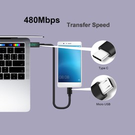 YBSCJHGR USB C to Micro USB Cable 1.6ft, Micro USB to USB C Cord, Fast Charging & Data Sync Cord Compatible for MacBook/for Samsuny Galaxy/Pixel 3/LG and More (1.6 Feet)