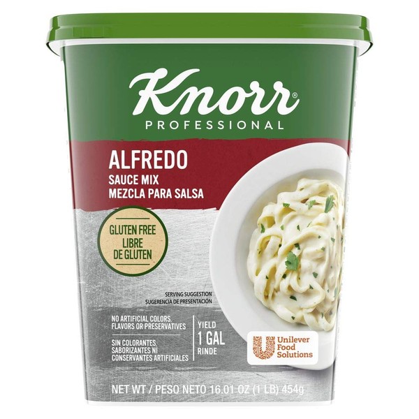 Knorr Professional Alfredo Sauce Mix Made With Real Parmesan Cheese, Gluten Free, No Artificial Colors, Flavors, or Preservatives, 1 lb, Pack of 4