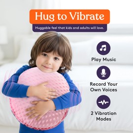 Special Supplies Vibrating Pillow - Sensory Pressure Activated Calm for Kids and Adults, 14” Plush Cover -Textured Therapy Stimulation Bumps -3 Vibration Modes, Music & Voice Recording (Pink-Purple)