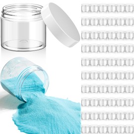 Patelai 60 Pcs 1 OZ Plastic Container Jars with Lids Round Clear Travel Cosmetic Container Jars for Toiletries, Lotion, Cream, Ointments, Makeup, Rhinestone, Samples, Kitchen Storage