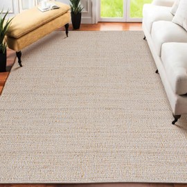 Savi Home 6'x9' Jute Cotton Hand Woven Area Rug, Natural Fibers, Rustic Farmhouse Style Rug, Vintage Bohemian Decor Rug for Bedroom, Dinning Room, Hallway, Office