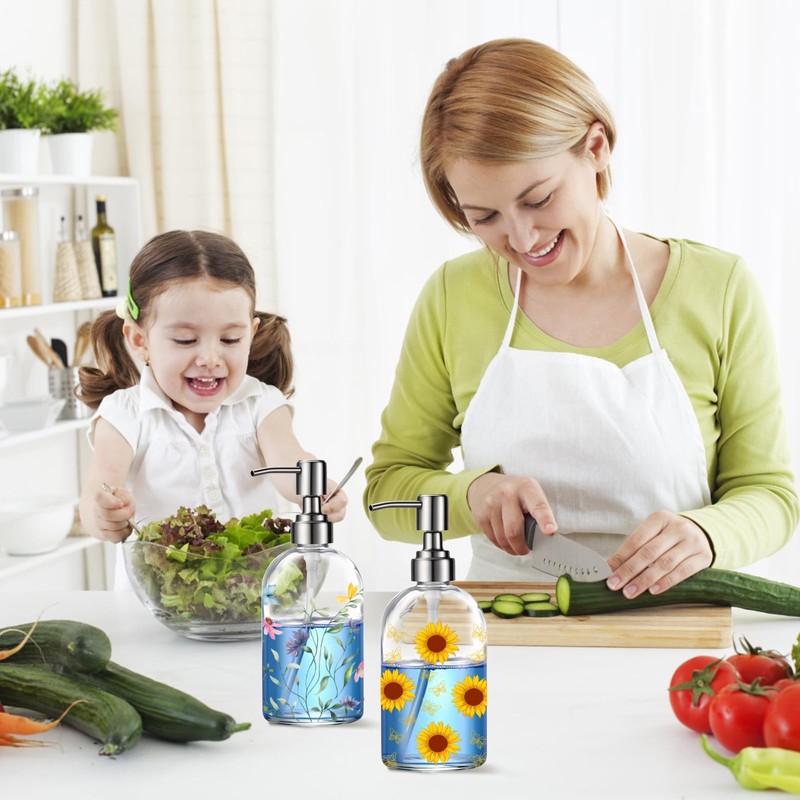 Simple Glass Soap Dispenser with Rust Proof Pump,Kitchen Dish soap