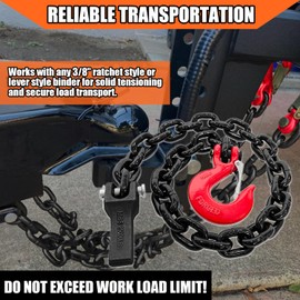 YATOINTO Heavy Duty 2-Pack 36 Inch Grade 80 Trailer Safety Chain with 3/8'' Red Clevis Snap Hook and Chain Retainer - WLL 25,000 lbs