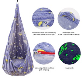 Kids Pod Swing Seat, Sensory Swing Chair with PVC Inflatable Cushion, Hanging Hammock Chair for Indoor and Outdoor Use