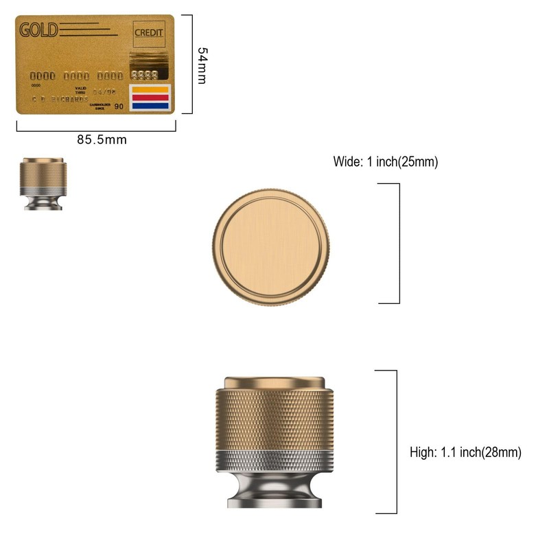 Amerdeco 10 Pack Champagne Bronze Satin Nickel Knurled Cabinet Knobs