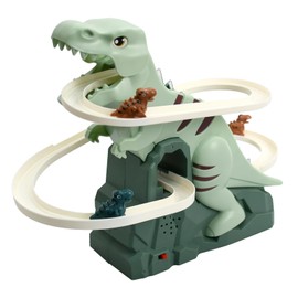 Husalsea Dinosaur Toy Children Dinosaur Climbing Stairs Fun Dinosaur Race Track Electric Dinosaur Track Set with Lights and Music Christmas Birthday Gift