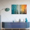 2 Framed Canvas Abstract Art Blue Orange Wall Decor Paintings