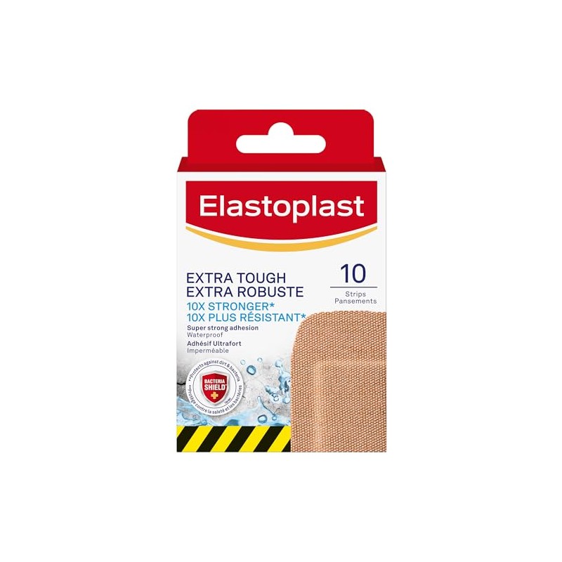 Elastoplast Extra Tough Waterproof XL Bandages (10 Strips) | Waterproof