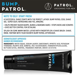 Bump Patrol Cool Shave Gel - Sensitive Clear Shaving Gel With Menthol Prevents Razor Burn, Bumps, Ingrown Hair - 4 Ounces 3 Pack