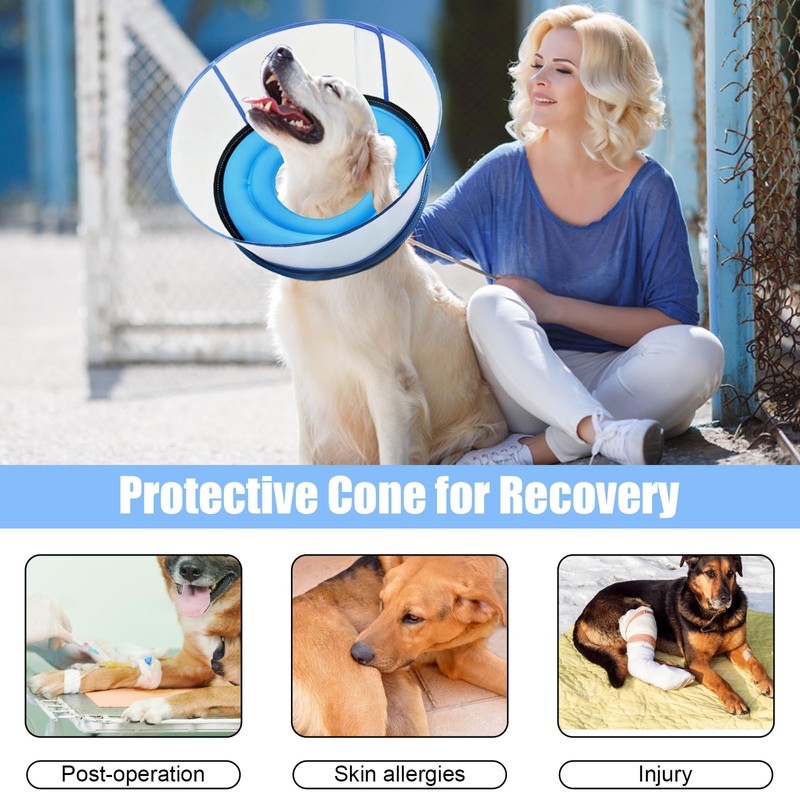 2-in-1 Soft Inflatable Dog Cone Collar Alternative with Enhanced Anti-Licking