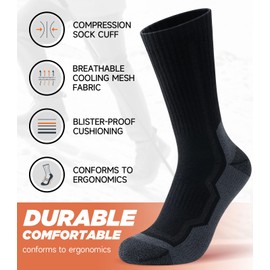 PULlOU Thermal Socks Merino Wool Socks for Men Women Breathable Comfort Winter Warm Thick Socks for Work Hiking Running Walking Skiing and Outdoor Sports, 3 Pairs