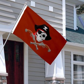 Pirate Flag Jolly Roger Skull With Crosspistolf Flags Banner 3x5Feet Garden house Flags banner Decor Double Stitched Polyester with Brass Grommets