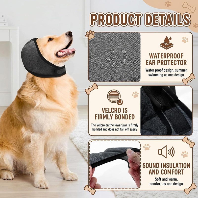 2PCS Orejeras Ajustables para Perro, Muffs de Oído de Perro