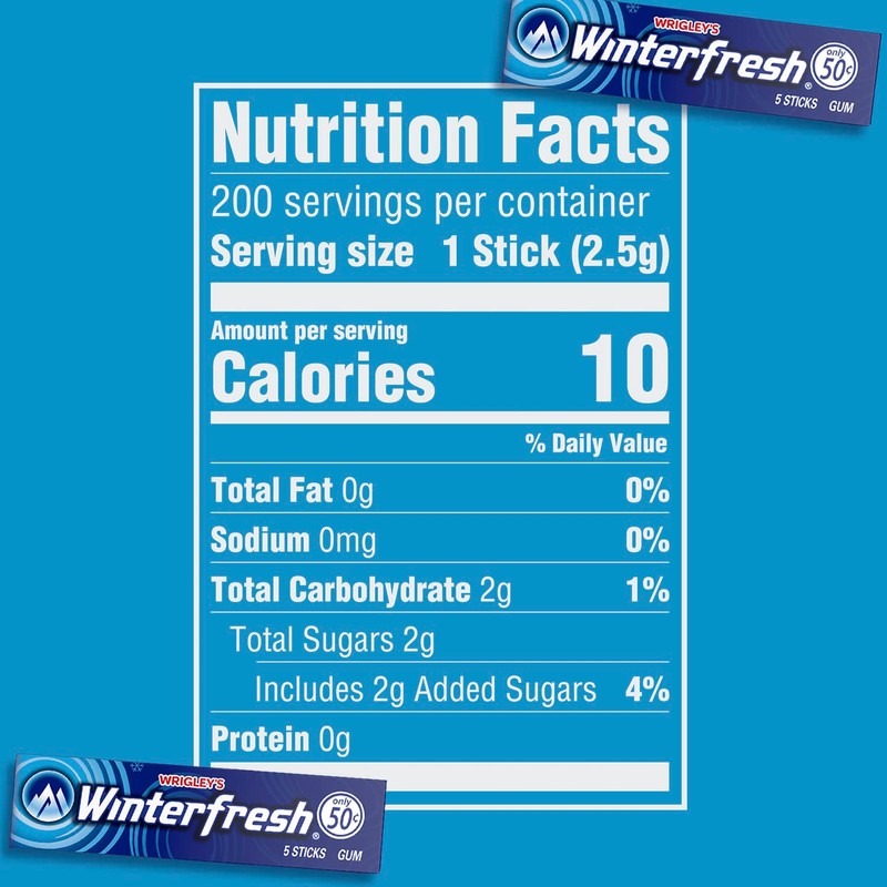 Winterfresh Wrigley's Chewing Gum Bulk Pack, 5 Sticks Per Pack