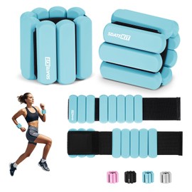 SDATEKIT 1lb Ankle & Wrist Weights for Women - Set of 2 (Total 2lbs) Adjustable Silicone Fitness Bracelets for Yoga/Pilates/PT, Low-Impact Walking & All-Day Wear, Bala-Style Slip-Free Design, Soft Cyan
