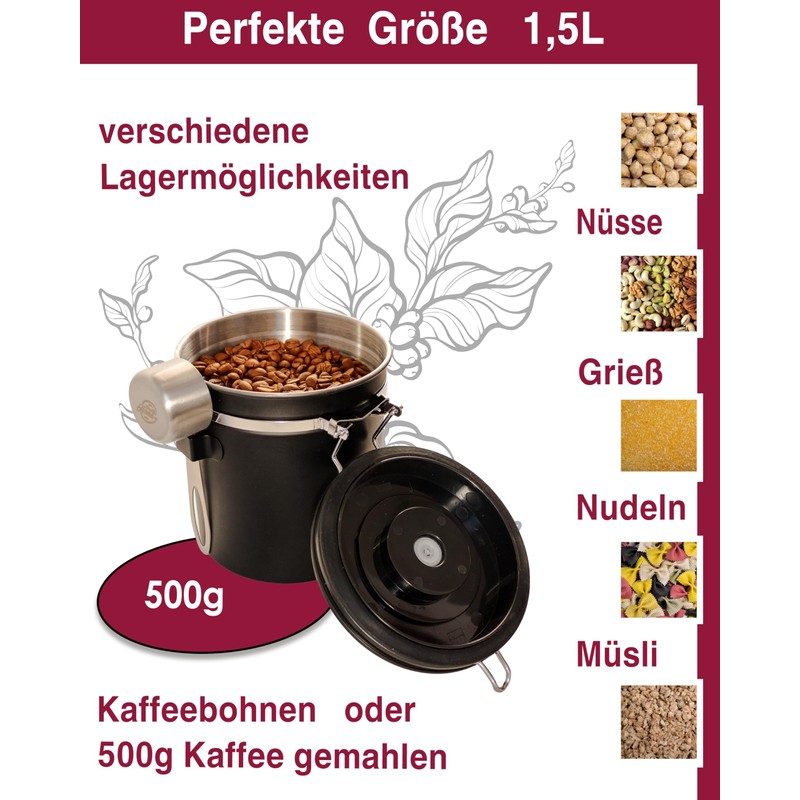 Pro@Home43 - Coffee Canister 500 g / 1.5 L -