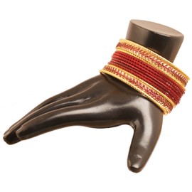 NEW! Touchstone "Metallic Colorful 2 Dozen Bangle Collection" Indian Bollywood Textured Brown Color Jewelry Special Large Size Bangle Bracelets Set Of 24 In Antique Gold Tone For Women