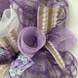 Spring Lavender Welcome Wreath Handmade Deco Mesh 24 inch or 28 inch diameter