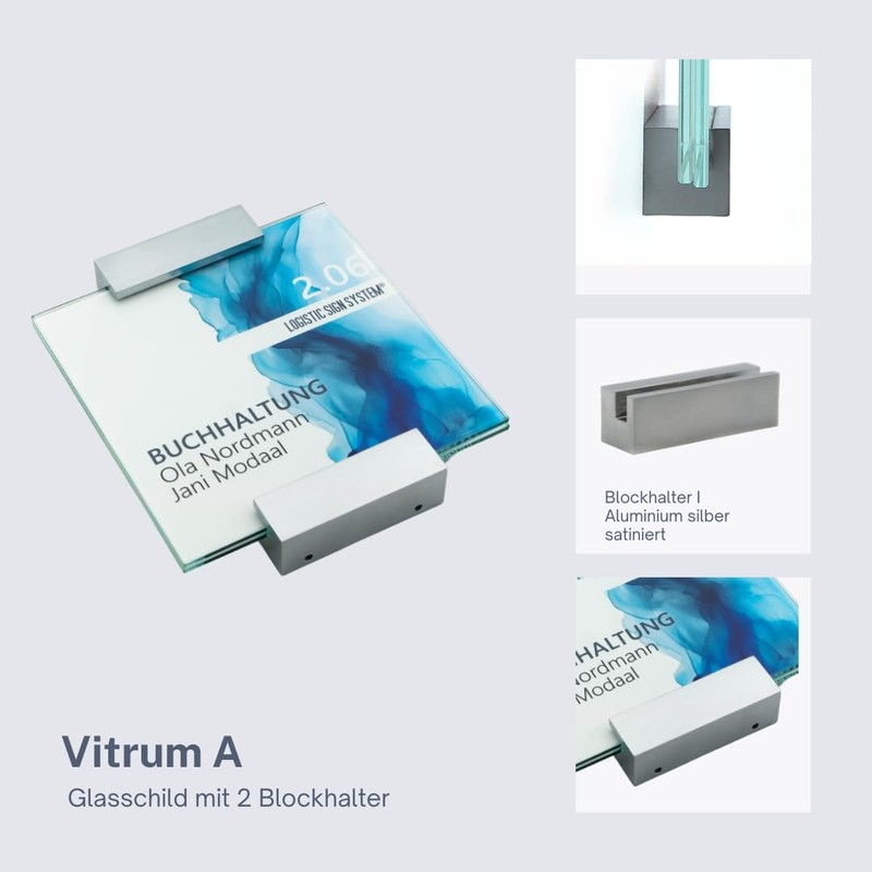 Logistic Sign System Door Sign Glass Vitrum A with Block