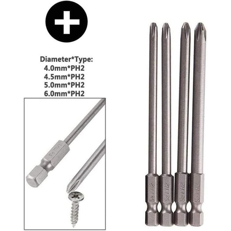 Bestgle 16 Pcs Long Magnetic Screwdriver Bits, 1/4 Inch Hex