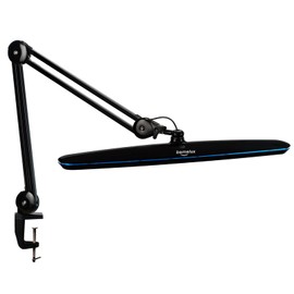 bemelux Task Lamp with Clamp, Bright 117PCS LEDs, Metal Swing Arm 24W 2200 Lumen Dimmable Led Desk Lamp for Architect Home Office Study Reading Dorm Workbench Craft, 23 Inch Working Lamp(Black)