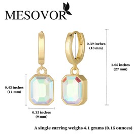 MESOVOR Crystal Earrings Hanging Gold Hoop Earrings, 14 Carat Gold-Plated Pendant Earrings for Women's Wedding Party, Gold-plated