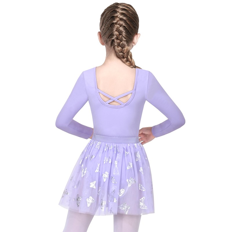 Sunny Fashion Girls Dress 2 Piece Set Purple Ballet Leotard