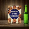 Beware Chicken Funny Theme Retro style metal tin sign/plaque (10"