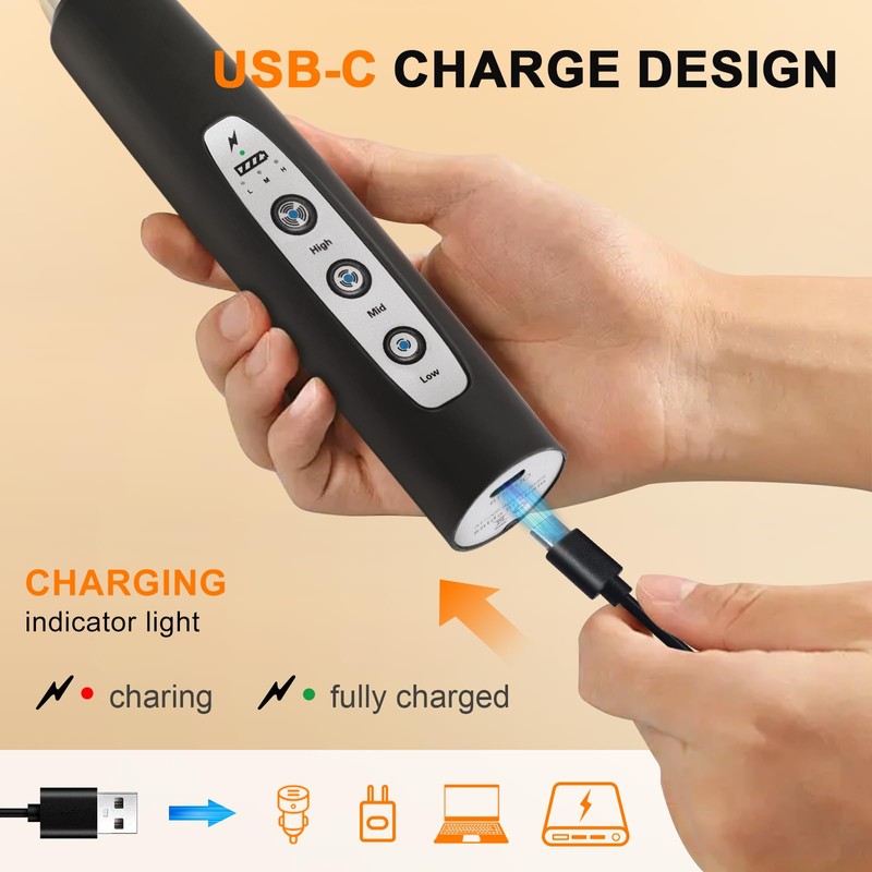 YUSWKO Black Handheld Milk Frother Wand with Stand for Coffee,