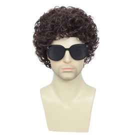 Traqur Short Curly Wig for Men,Pelucas Para Hombres,Buddy the Elf Wig,Home Alone Costume (Dark Brown)