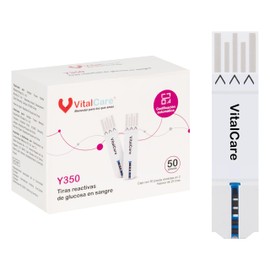 VitalCare | Tiras Reactivas de Glucosa en Sangre x50 | Compatibles con Glucómetro VitalCare 310 | 2 Frascos de 25 Tiras