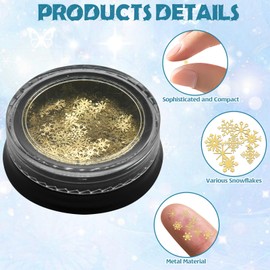 450Pcs Gold DIY Little Snowflake Charms, Mini Metal Snowflakes Ornaments for Crafts, Winter Mini Tiny Small Stickers Supplies for Decor