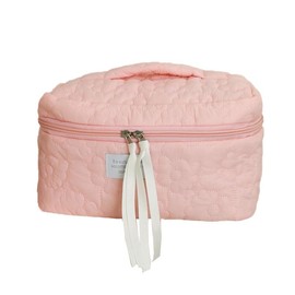 Floral Quilted Makeup Bag with Zipper - Multifunctional Cosmetic Pouch for Storage and Organization - Toiletry and Beauty Essentials Carrier, Perfect for Travel and Daily Use