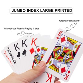 Teskyer Playing Cards, 100% Waterproof Plastic Playing Cards, Poker Size, Large Printed Number Jumbo Index, 2 Decks of Cards, for Outdoor, Pool, Camping, 2.5*3.5inch