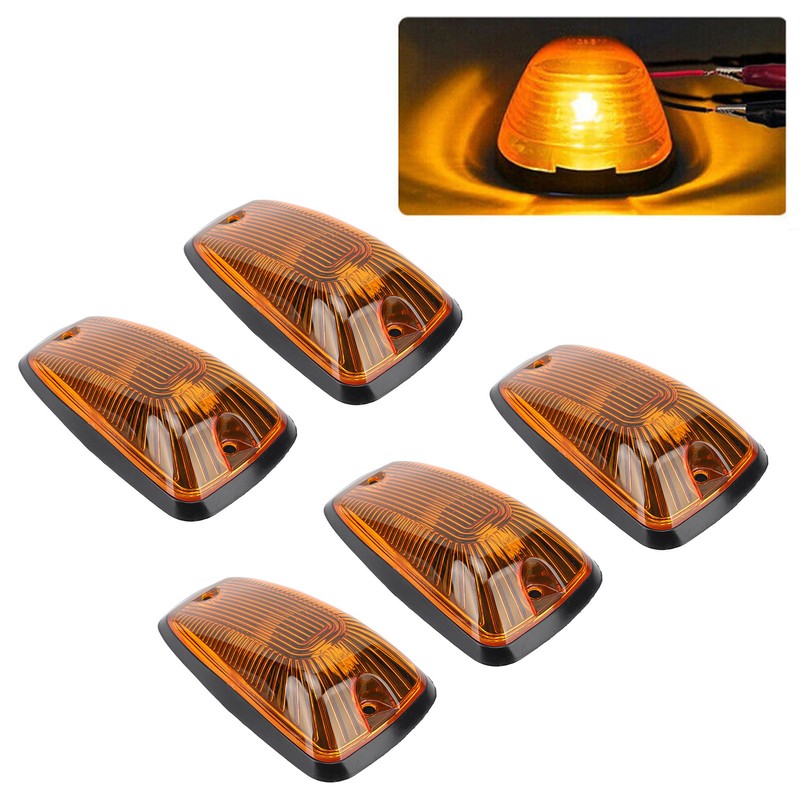 5Pcs Cab Marker Light Weatherproof Amber Teardrop Cab Top Running