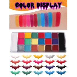 EBANKU Professional Face Body Paint Kit,Special Effects SFX Makeup Set 20 Colors Oil Face&Body Paint Kit with 10 Size Brushes 6PCS Reusable Face Stencils Kids and Adults Halloween Makeup Cosplay