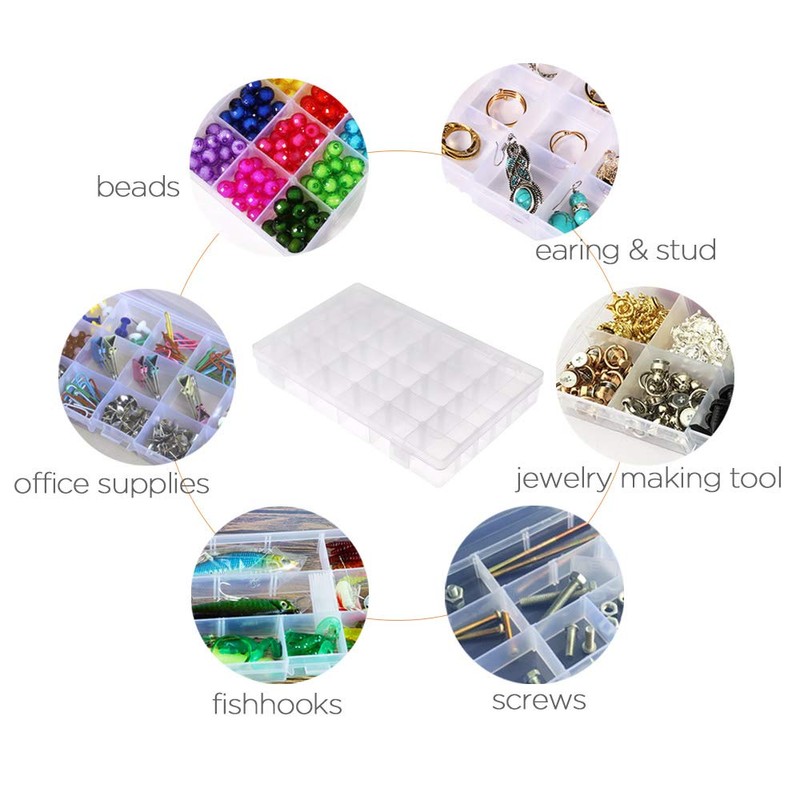 Opret 2 Pcs 36 Grids Plastic Jewellery Organiser, Clear Storage