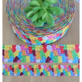 Unbranded 7/8 & 1.5" (1 YD) Gummy Bear Grosgrain Ribbon Candy Sweets Hair Bow Lanyard  - 1.5 Inch