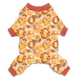 Thanksgiving Turkey Dog Costume Pajama, Holiday Soft Pet Clothes with Sleeves for Small Puppies Cats (Floral, Large)