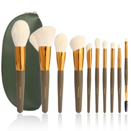 Makeup Brushes 10pc, Makeup Brush Set Foundation Bronzer Contour Eyeshadow Blush Concealer Make Up Brushes