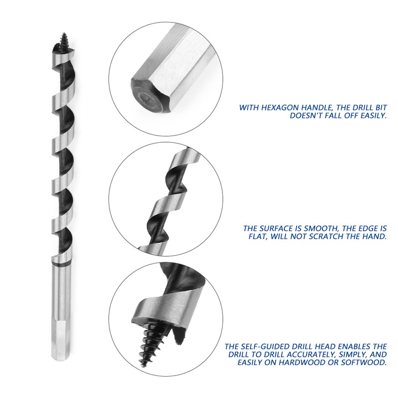 5Pcs/set Hexagon Handle Carbon Steel Wood Fast Cut Auger Drill
